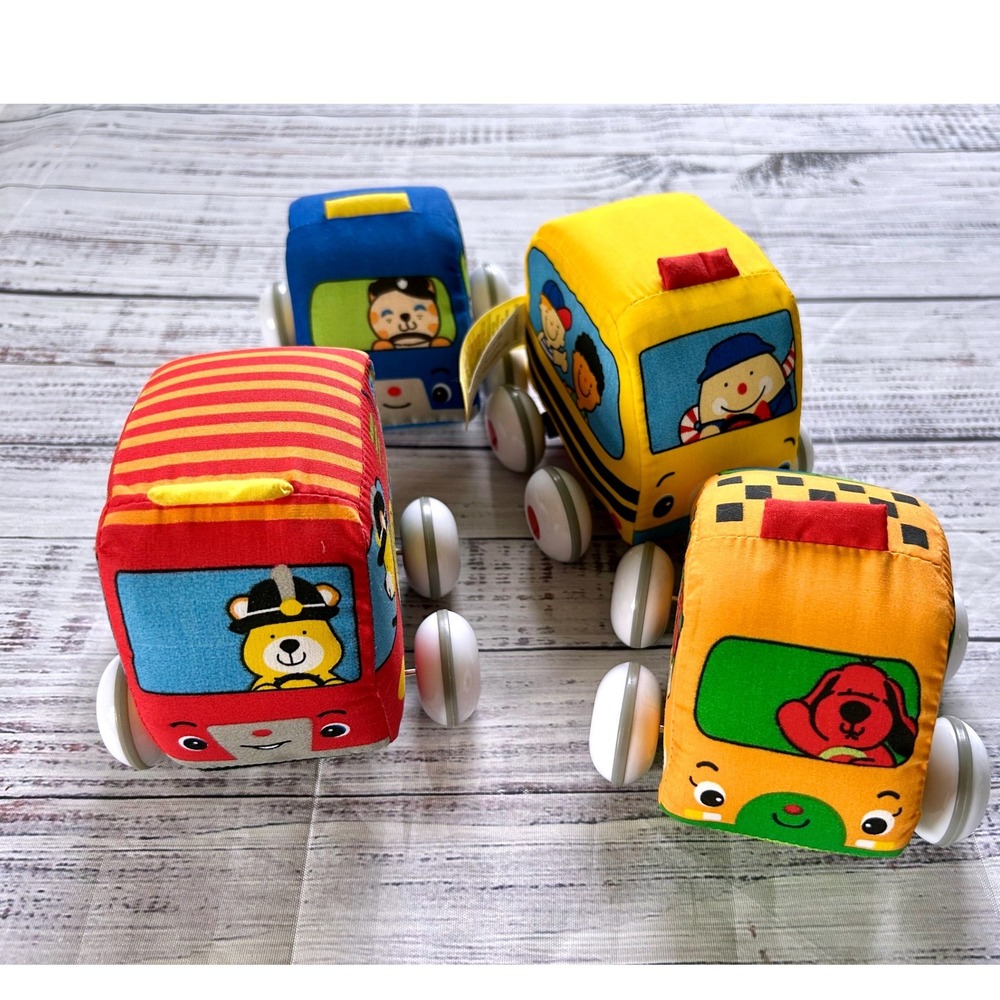 Melissa & Doug Pull-Back Vehicles Kids Multicolor Soft Plush Car Set 9m+
